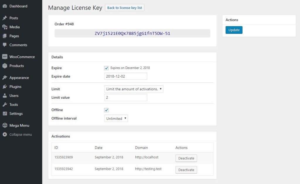 manage license key